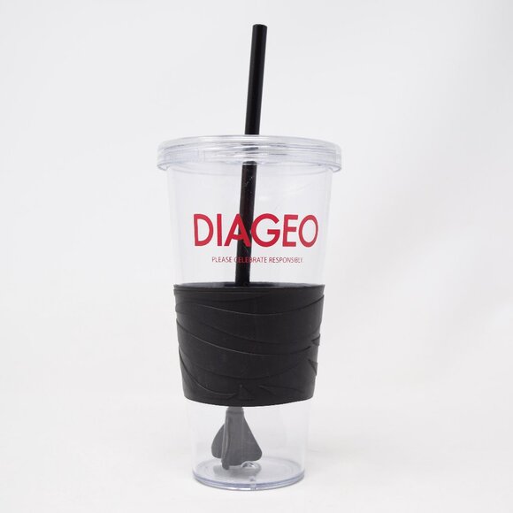 Diageo Tumbler Cup Lid Straw Clear Plastic 20 oz Celebrate Responsibly Travel